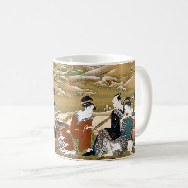 Winter Party von Utagawa Toyoharu Holzblock Japan Kaffeetasse (VorderseiteRechts)