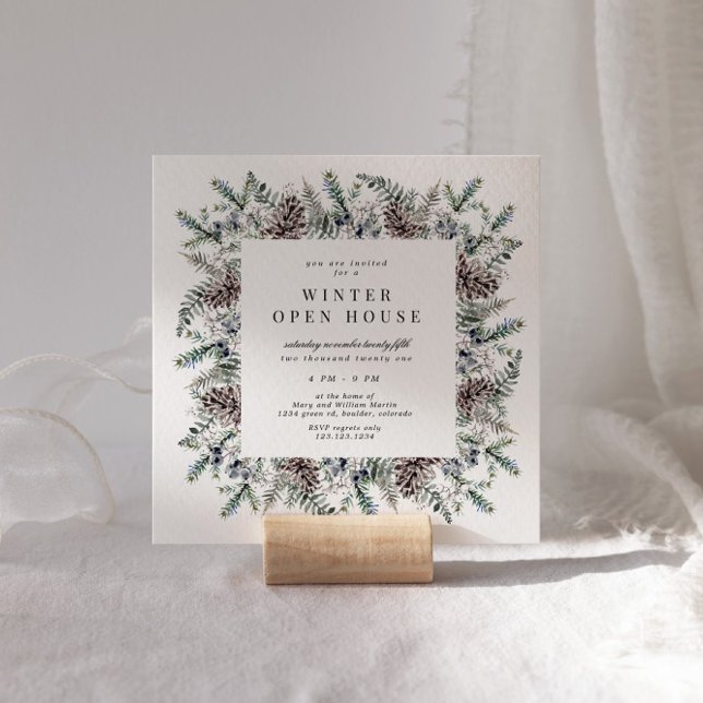 Winter Pastel Elegante Square Open House Einladung (Von Creator hochgeladen)