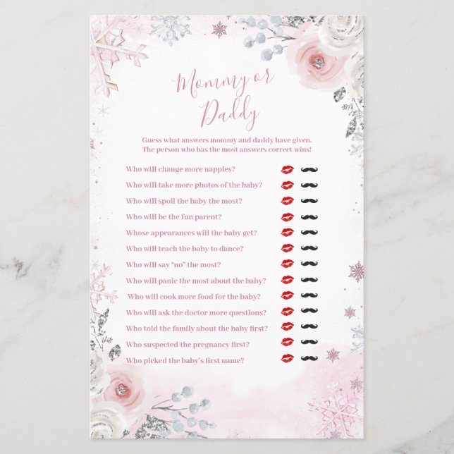 Winter-Pastell-Rosa-Schneeblume-Mommy-oder-Daddy-S (Vorderseite)