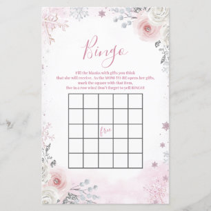 Winter-Pastell-Rosa-Schneeflocken-Schlitten-Bingo-