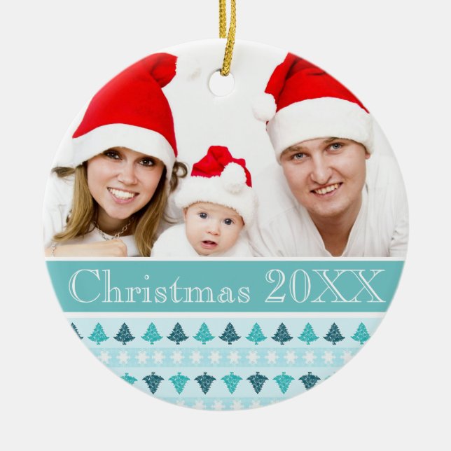 Winter Pattern Custom Foto Keramik Ornament (Vorne)