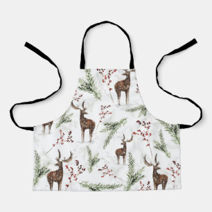 Winter Pattern Deer And Fir Needles Schürze