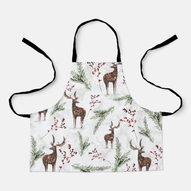 Winter Pattern Deer And Fir Needles Schürze (Vorderseite)