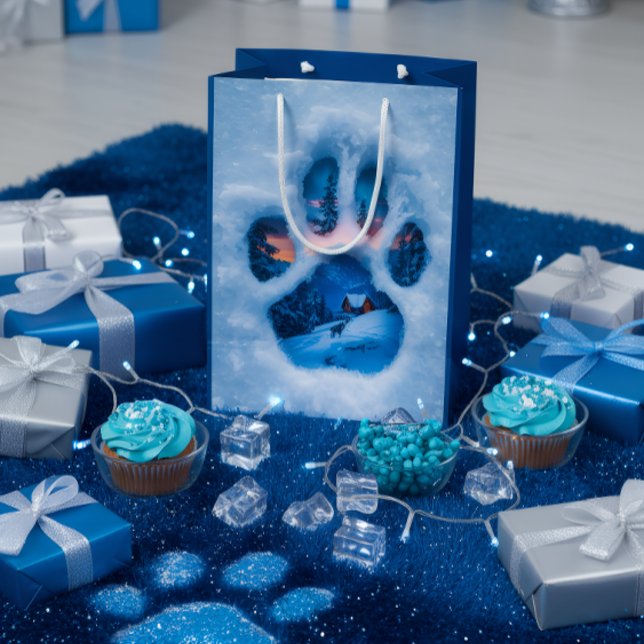 Winter Paw Print Tote Bag  Mittlere Geschenktüte (Von Creator hochgeladen)