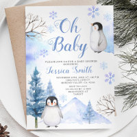 Winter Penguin Animal Mountain Baby Dusche