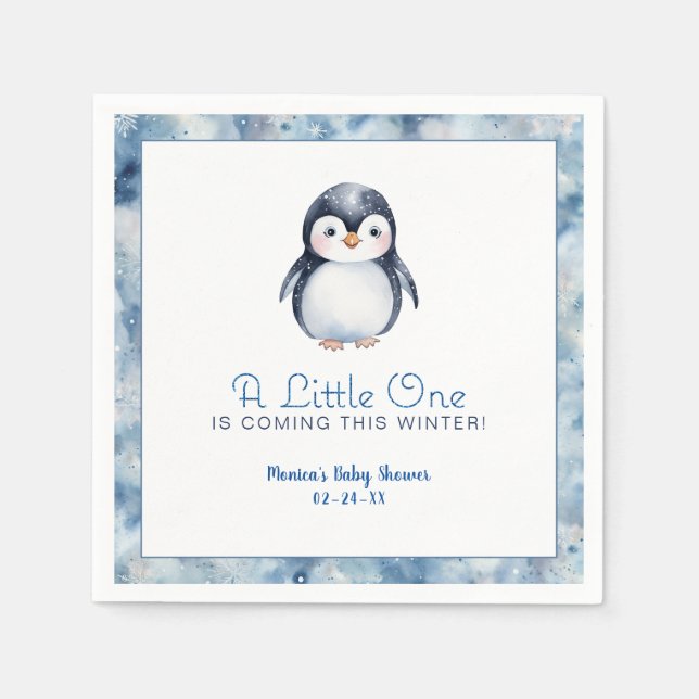 Winter Penguin Baby Dusche Napkins Serviette (Vorderseite)
