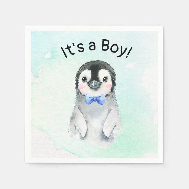 Winter Penguin Baby Showboy Napkin Serviette (Vorderseite)
