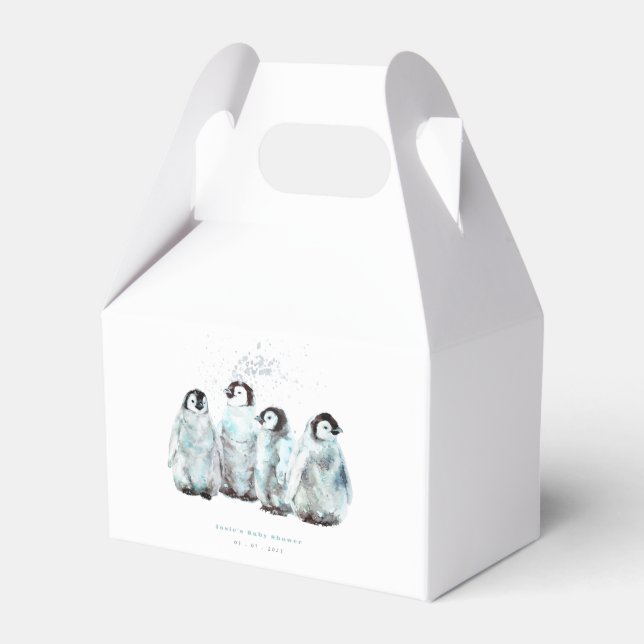 Winter Penguin Baby Shower Geschenkschachtel (Vorderseite)