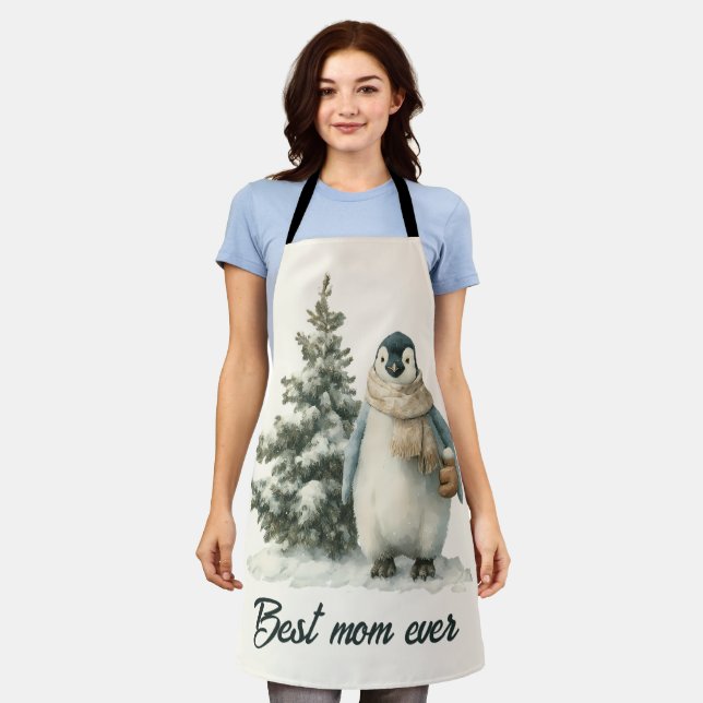 Winter Penguin “Best Mom Ever” Design Schürze (Getragen)
