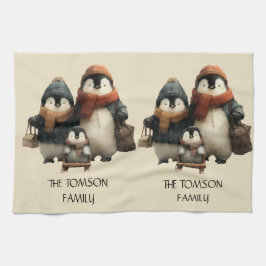 Winter Penguin Family Personalized Design Geschirrtuch