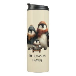 Winter Penguin Family Personalized Design Thermosbecher