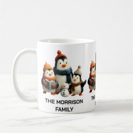 Winter Penguin Family with Snowman Kaffeetasse