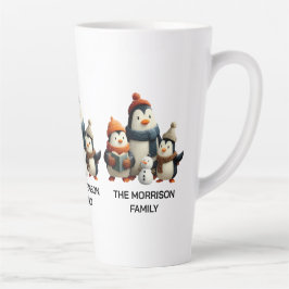Winter Penguin Family with Snowman Milchtasse