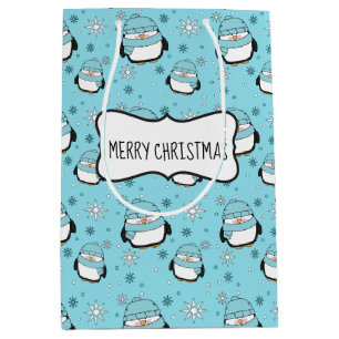 Winter Penguin Geschenktasche (Mittel) Mittlere Geschenktüte