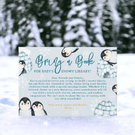 Winter penguin igloos bring a book baby shower begleitkarte