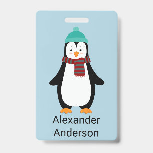 Winter Penguin Name Tag personalisieren Ausweis