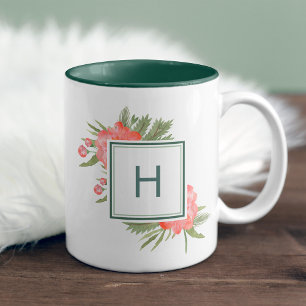 Winter Peony Monogram Zweifarbige Tasse