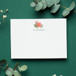 Winter Peony Personalisiert Stationery Card Mitteilungskarte<br><div class="desc">Unsere eleganten,  personalisierten Schreibwaren-Flachkarten verfügen über einen Spray aus urlaubsernotierten,  roten Blume und üppig grünen Blätter in eleganter Aquarellfarbe,  darunter Ihr Name oder Ihre persönliche Auswahl in modernen sans-serif-Schriften. Die Karten kehren zu einem subtilen gepunkteten Rautenmuster in einem reichen Jägergrün zurück.</div>