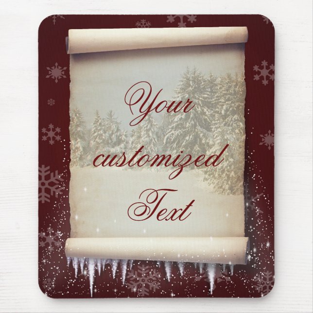 Winter-Pergament-Illustration Mousepad (Vorne)