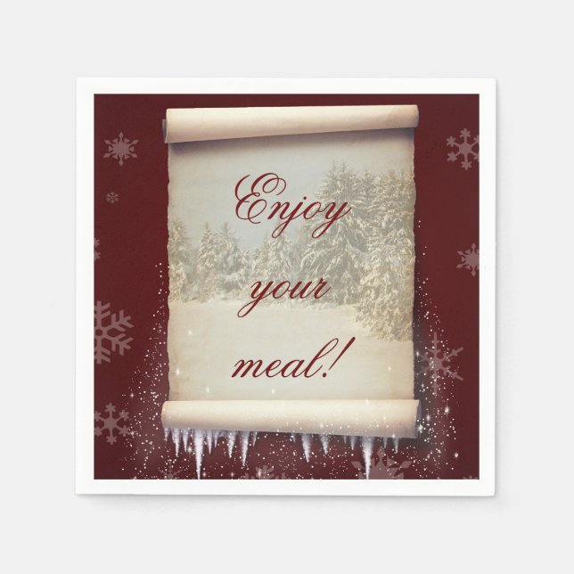 Winter-Pergament-Illustration Serviette (Vorderseite)