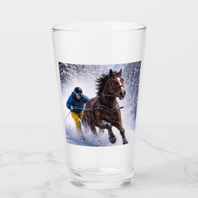 Winter-Pferd-Trinkgläser Glas (Vorderseite)