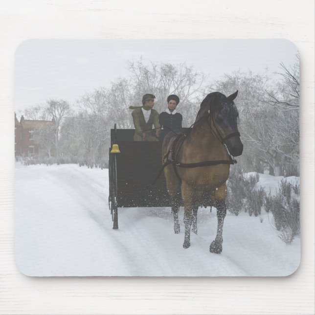 Winter-Pferdeschlitten-Fahrt Mousepad (Vorne)