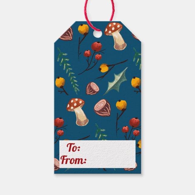 Winter Pilze & rustikale Folies Weihnachten Geschenkanhänger (Vorderseite)