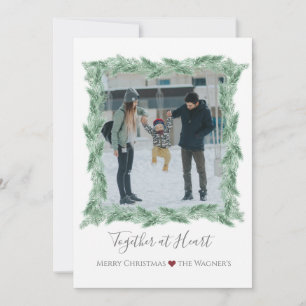 Winter Pine Bough Frame Flat Holiday Card Feiertagskarte