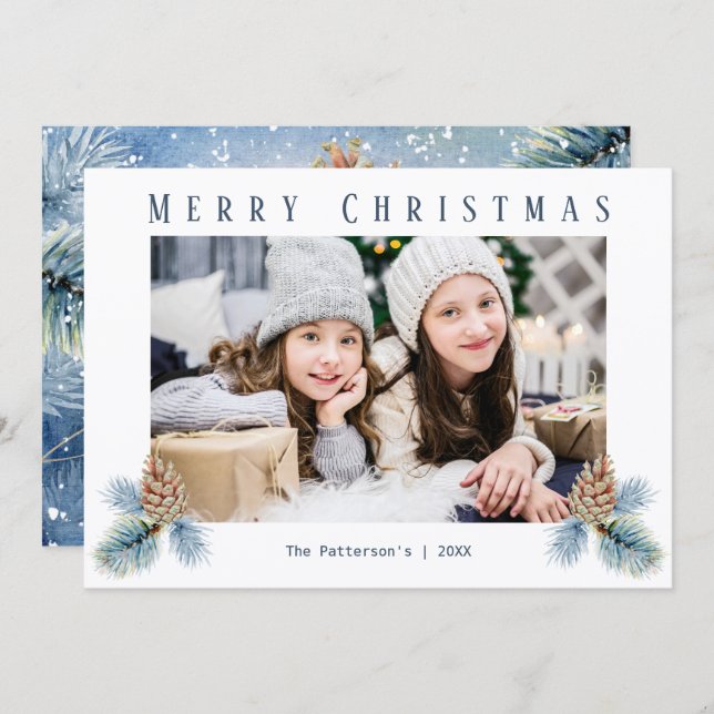 Winter Pine Cones Feiertagskarte (Vorne/Hinten)