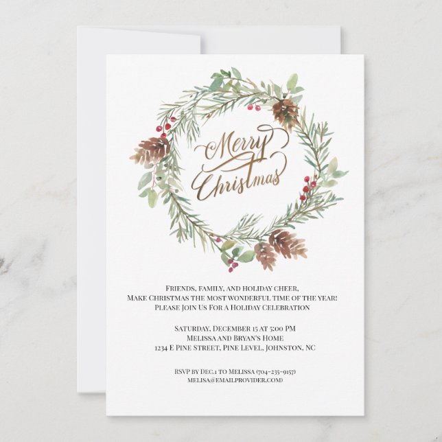 Winter Pine Cones Red Berry Weihnachtsfest Party (Vorderseite)