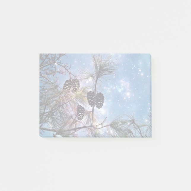 Winter Pine Cones unter einem Sternenhimmel Post-it Klebezettel (Vorderseite)