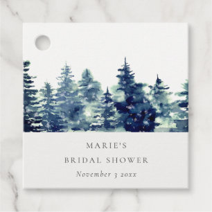 Winter Pine Forest Snow Wasserfarbe Brautparty Geschenkanhänger