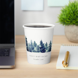 Winter Pine Forest Snowfall Wasserfarbe Kinderdusc Pappbecher