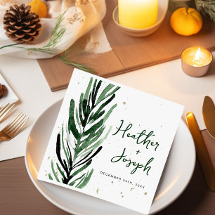 Winter Pine & Gold Weihnachtsfest Hochzeit Serviette