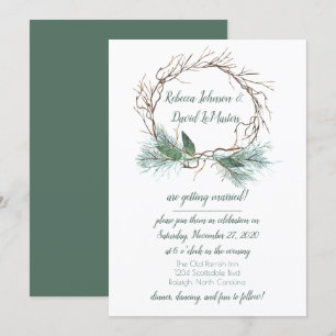 Winter Pine Grapevine Wreath Einladung