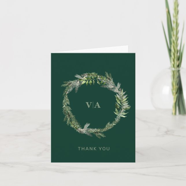 Winter Pine Green mit Wedding Monogram (Vorderseite)