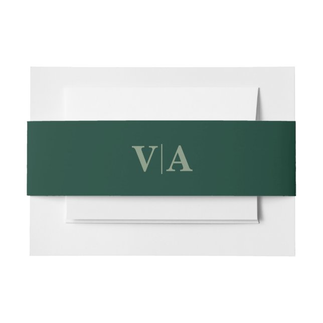 Winter Pine Green mit Wedding Monogram Einladungsbanderole (Vorderseite Beispiel)