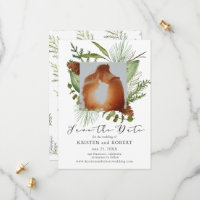 Winter Pine Greenery Foto Save the Date Karte