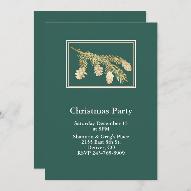 Winter Pine Holiday Party Einladung (Vorne/Hinten)
