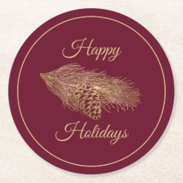 Winter Pine Holiday Runder Pappuntersetzer