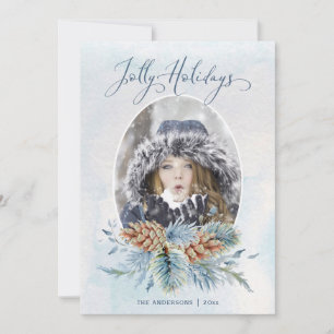 Winter Pine Jolly Holidays FOTO Feiertagskarte