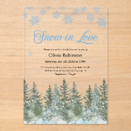 Winter Pine Snow in Love Snowflakes Bridal Shower Acryleinladungen