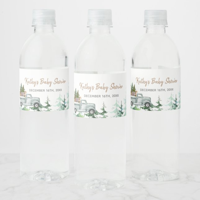 Winter Pine Tree Baby Dusche Wasser Flasche Etiket Wasserflaschenetikett (Flaschen)