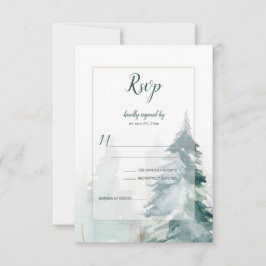 Winter Pine Tree Buffalo Kariert Wedding RSVP