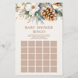Winter Pine Tree Floral Bingo Baby Showspiel