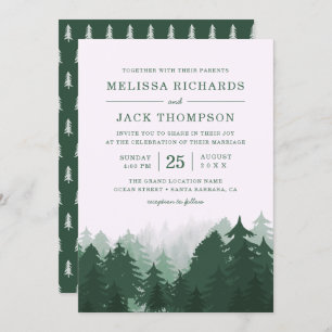Winter Pine Tree Forest Green Rustic Hochzeit Einladung