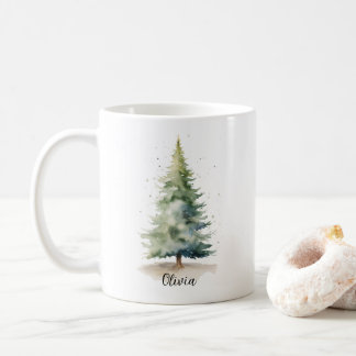 Winter Pine Tree Personalisierte Weihnachtskaffee Kaffeetasse