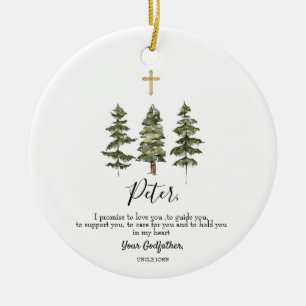 Winter Pine Tree Personalisiertes Versprechen an G Keramik Ornament