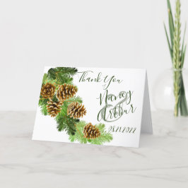 Winter Pine Tree & Pine Cones Hochzeit Dankeskarte