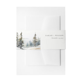 Winter Pine Tree Snow Landschaft Wasserfarbene Hoc Einladungsbanderole